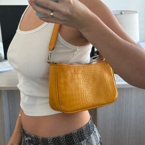 Yellow/orange Glassons Croc-Embossed Shoulder Bag